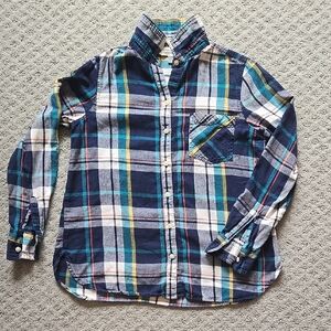 Old Navy Blue and Green Button Down Shirt Casual Top